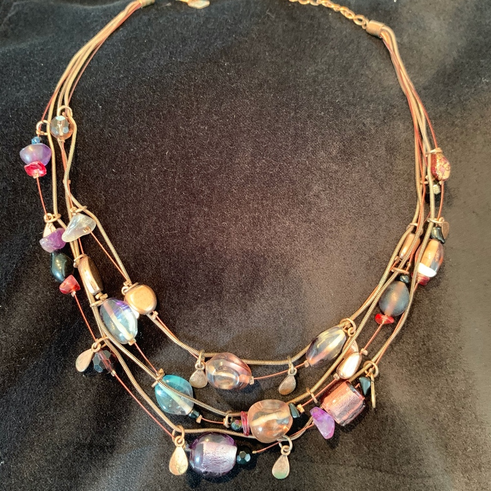 Playful Purple, Copper and Black necklace, 16-19"